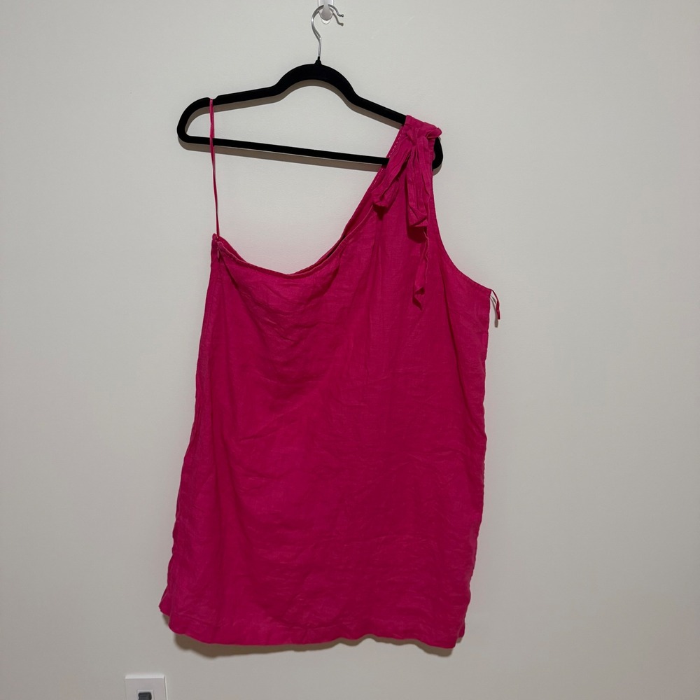 J.Crew Womens XXL Pink Linen One Shoulder Tie Tank Top